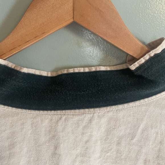 Autograph Womens Tunic Top Plus Size 3X Linen Navy Long Sleeve V-Neck RN 96639 - Picture 6 of 9